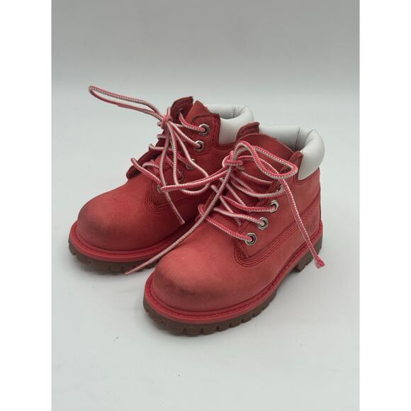 Timberland Work Boots Girls Toddler Sz 6 Pink “Rose Of Sharon” 6” Waterproof - Picture 1 of 7